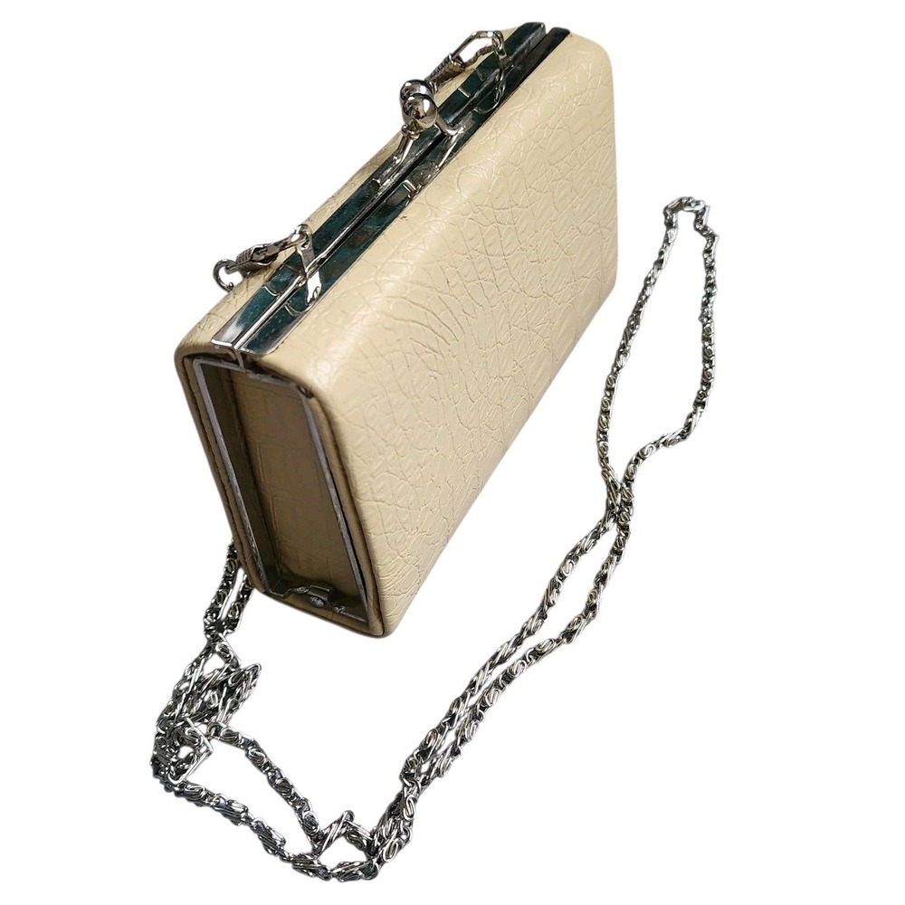 Vintage Bijoux Terner‎ Clutch Purse Neutral Chain Strap Evening
